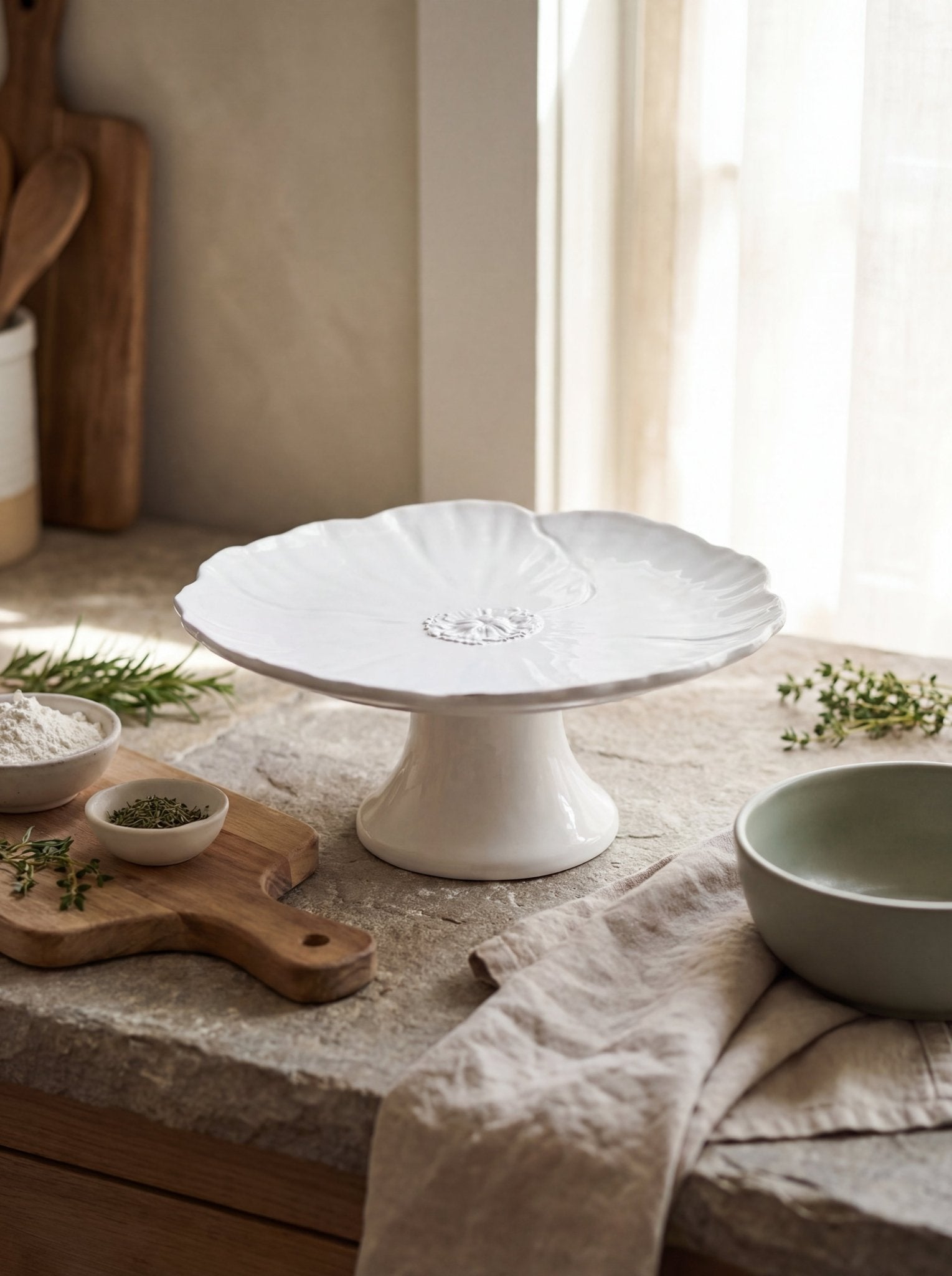 Cake Stand with Decorative Flower Design Ember Collective