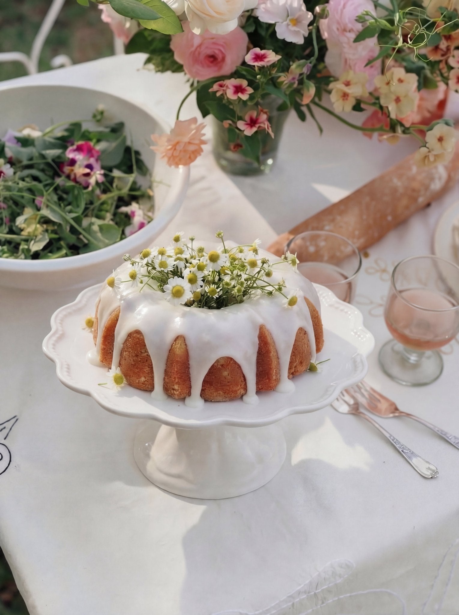 Cake Stand with Decorative Flower Design Ember Collective