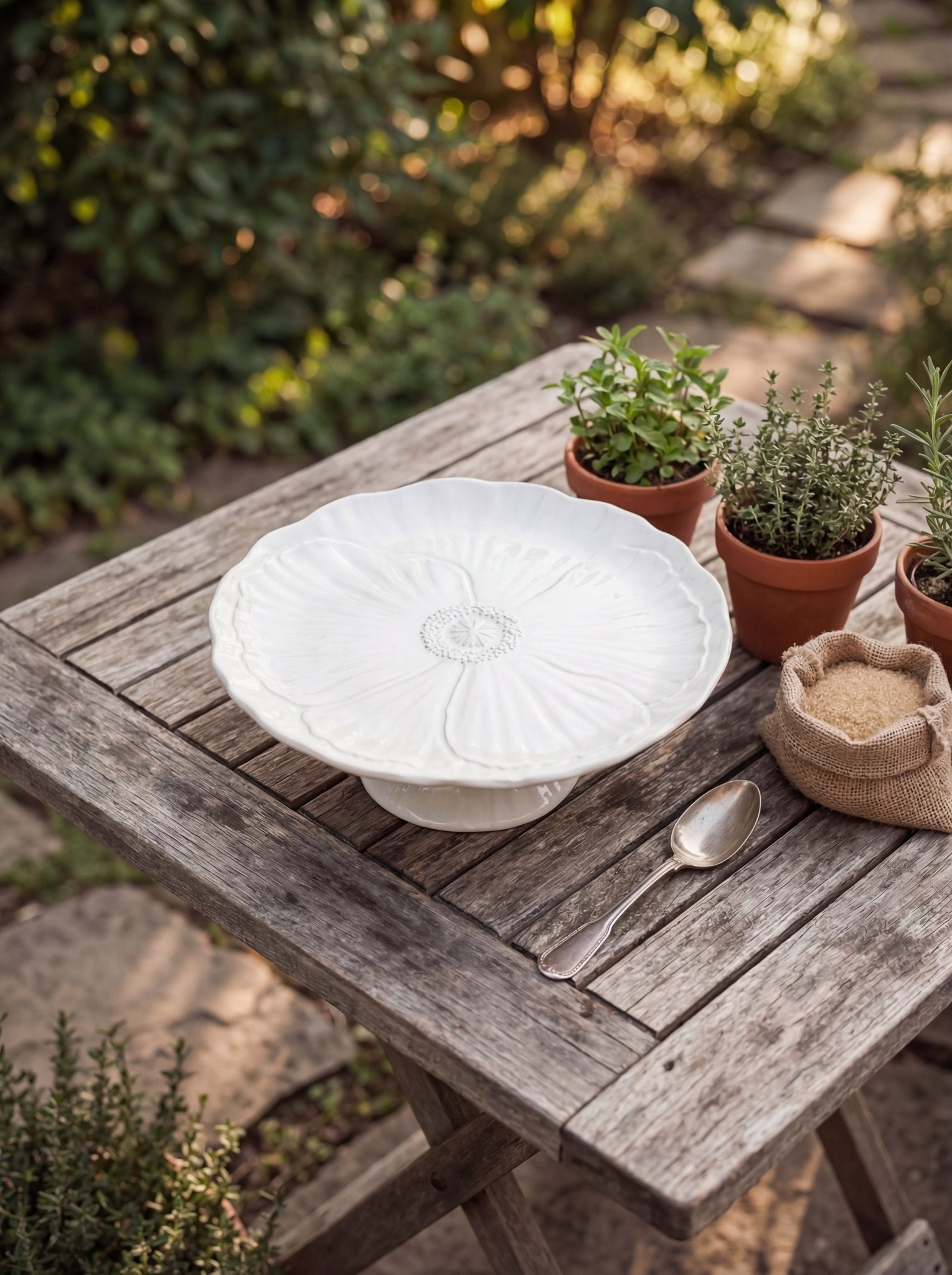 Cake Stand with Decorative Flower Design Ember Collective
