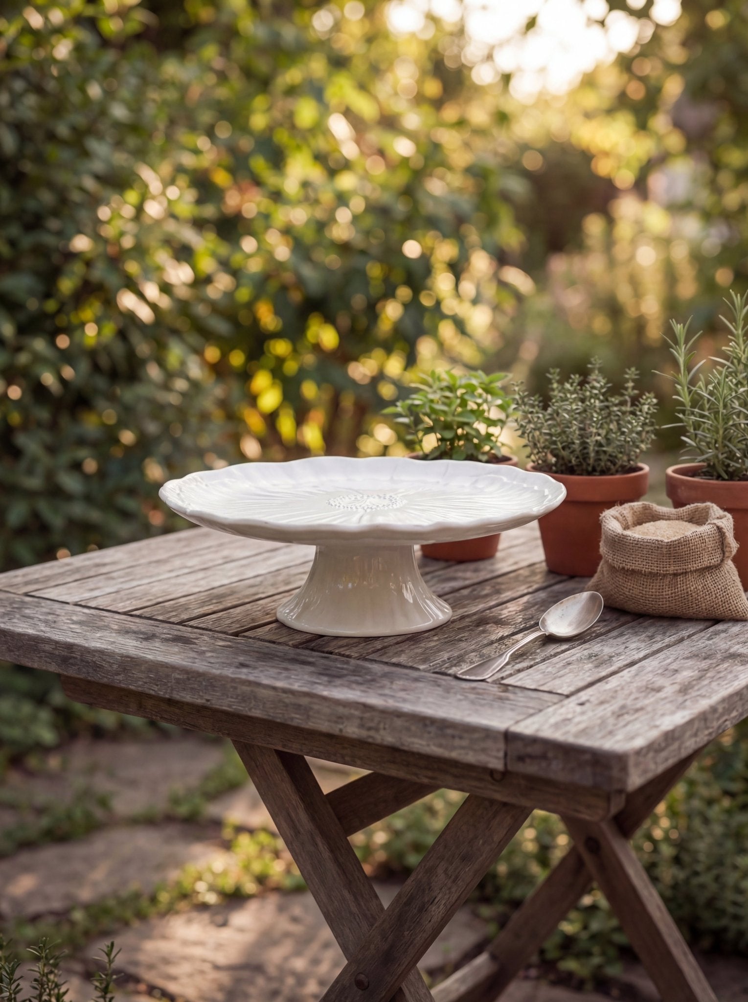 Cake Stand with Decorative Flower Design Ember Collective