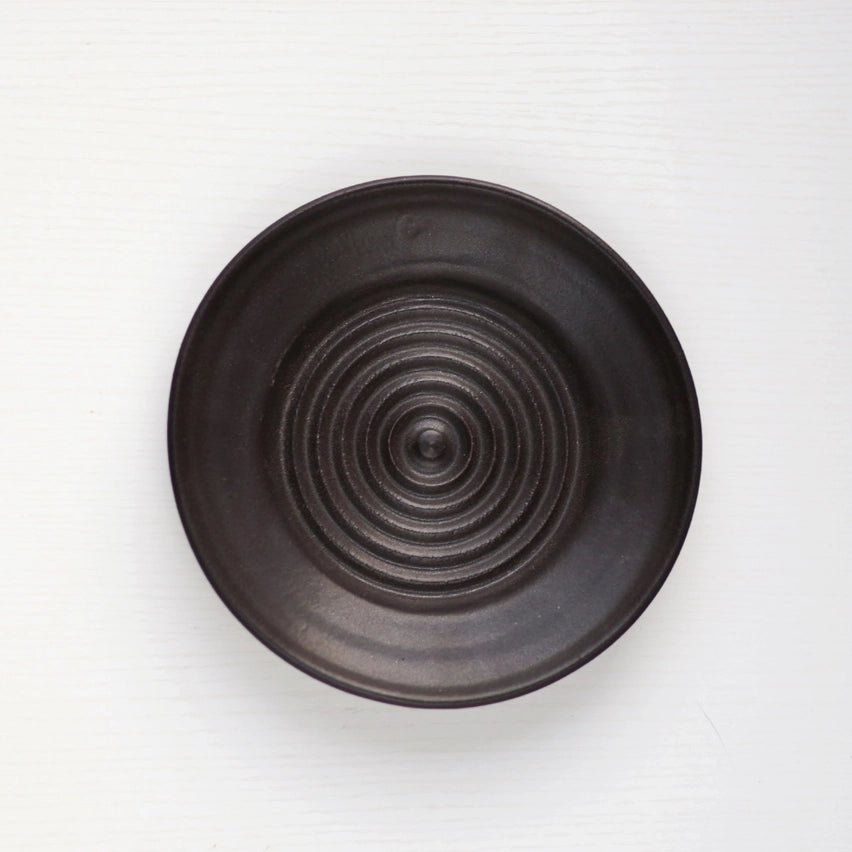 Ceramic Garlic Grater Plate Black Ember Collective