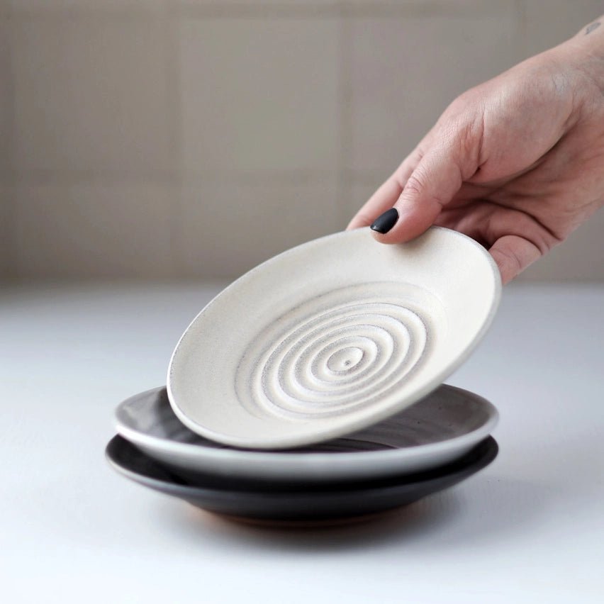 Ceramic Garlic Grater Plate Off - White Ember Collective