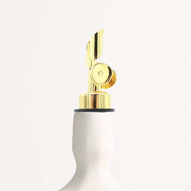 Elixir Porcelain Olive Oil Dispenser + Spout - Self Closing Gold Ember Collective
