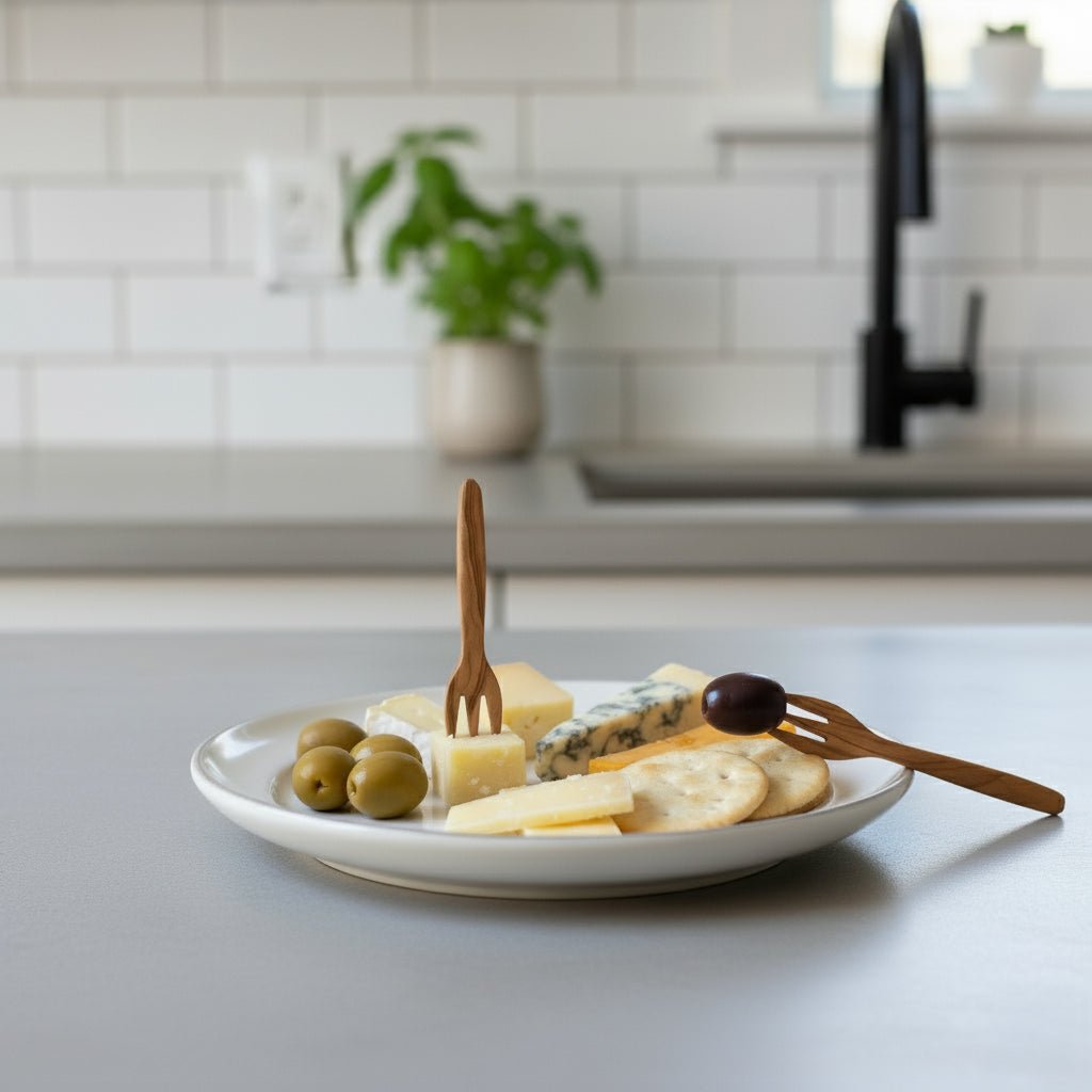 Mini Olive Wood Appetizer Forks 2" Ember Collective