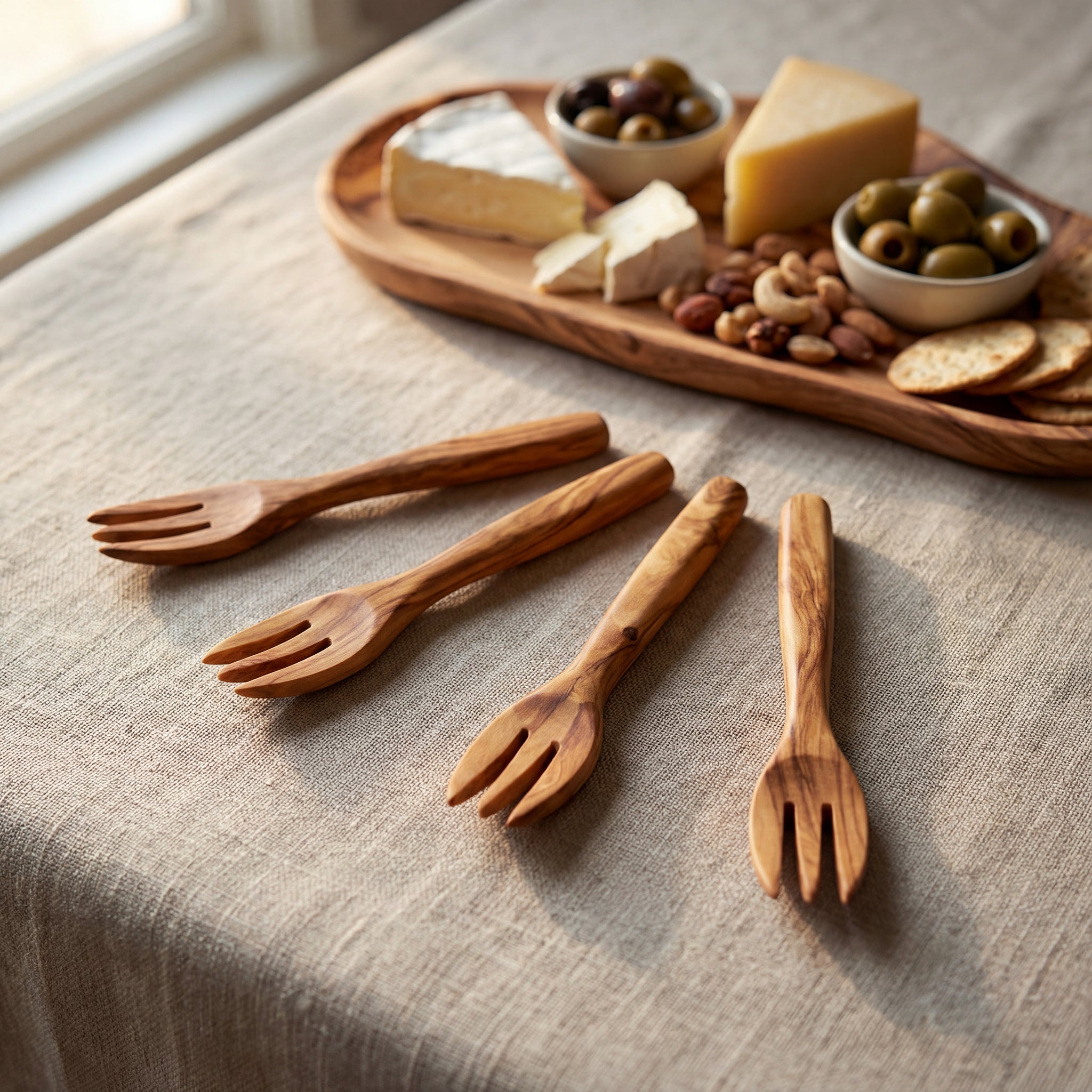Mini Olive Wood Appetizer Forks 2" Ember Collective