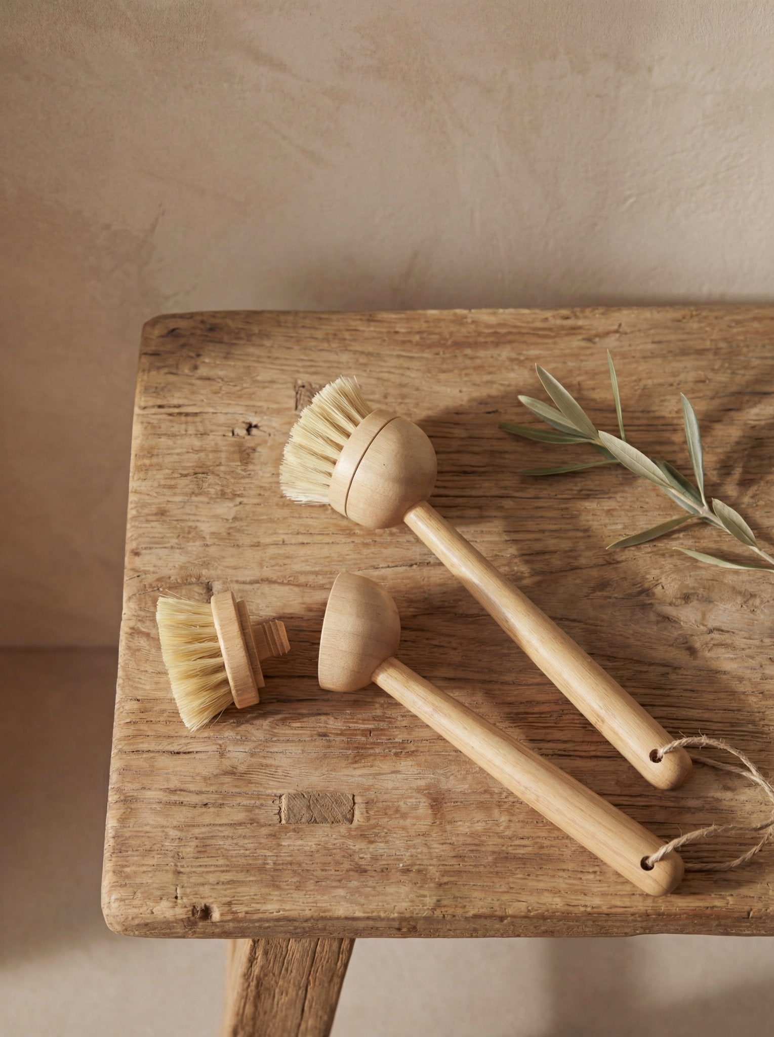 Natural Bamboo Sisal Dish Brush with Replaceable Head Ember Collective