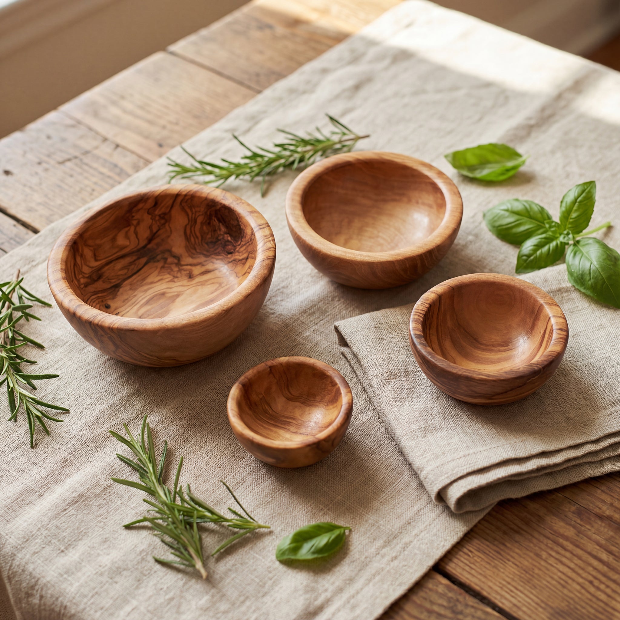 Olive Wood Nesting Bowl Set Ember Collective