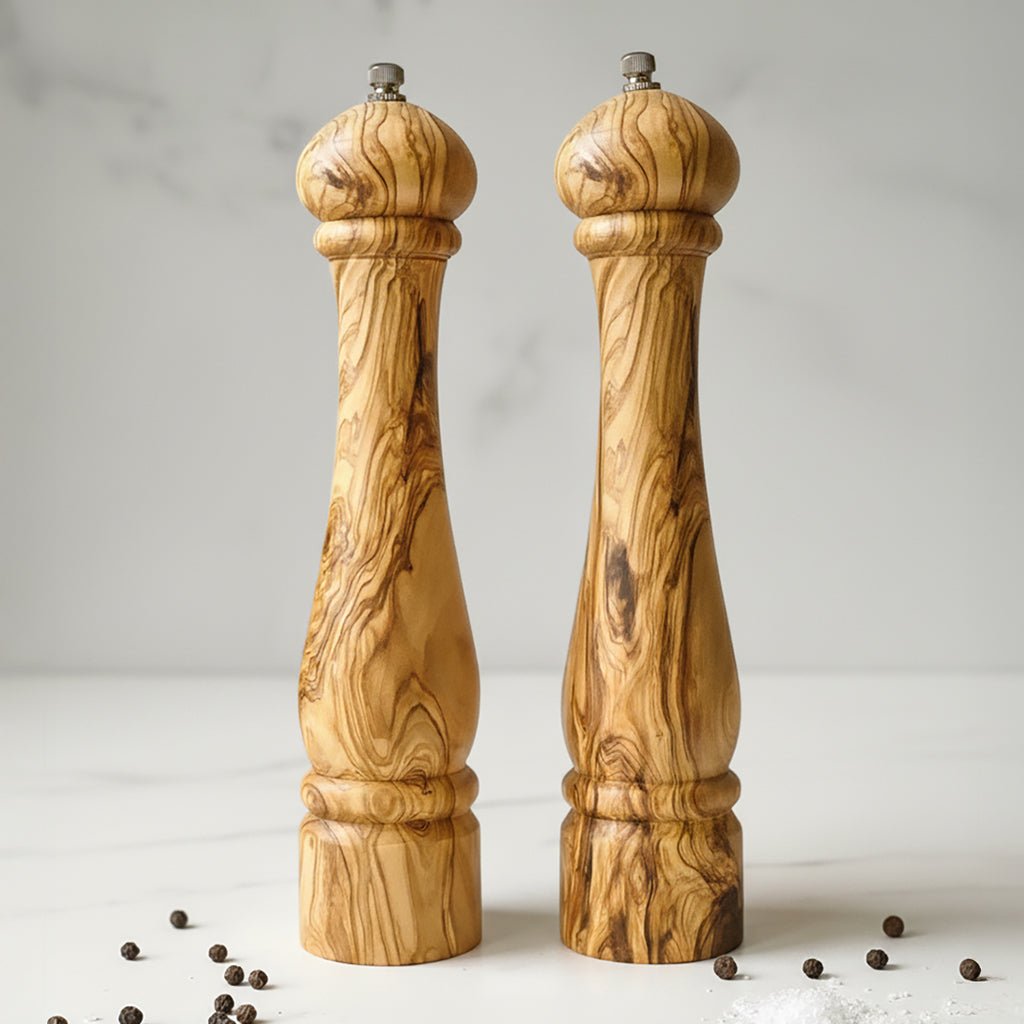 Olive Wood Salt & Pepper Mill Set 10" Ember Collective