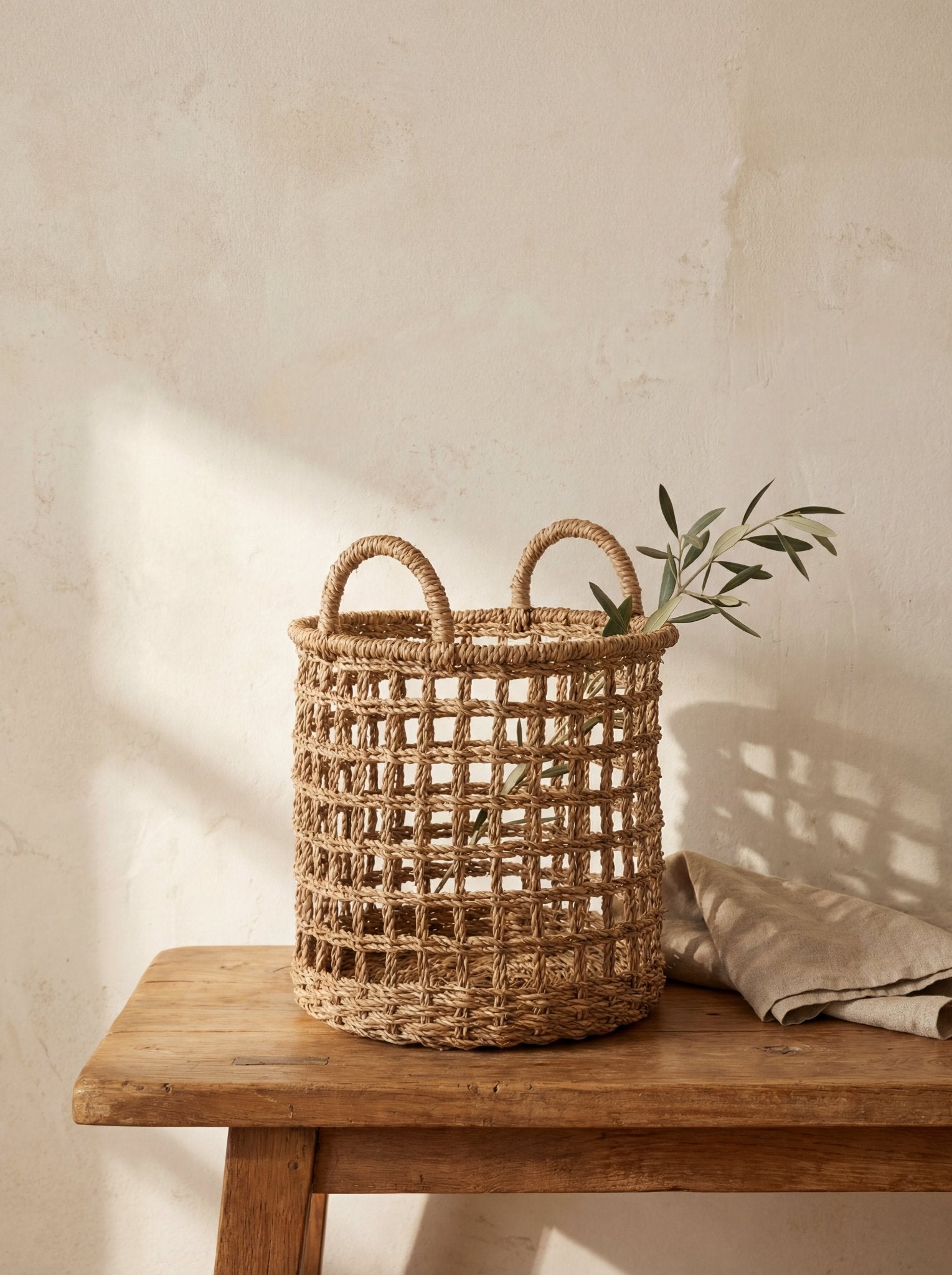 Open Weave Storage Baskets with Handles — Set of 3 Ember Collective