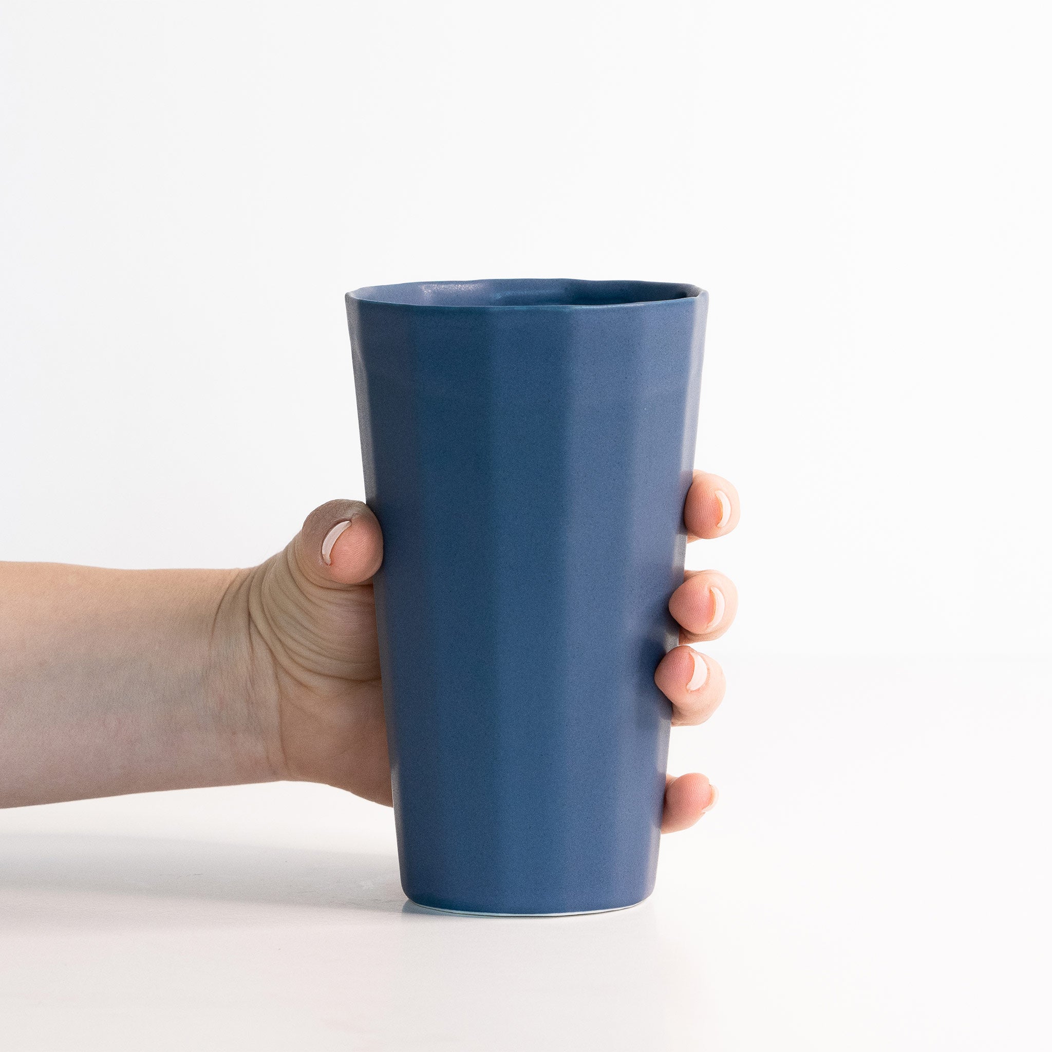 Handmade Porcelain Pint Cup Pisgah Blue Ember Collective