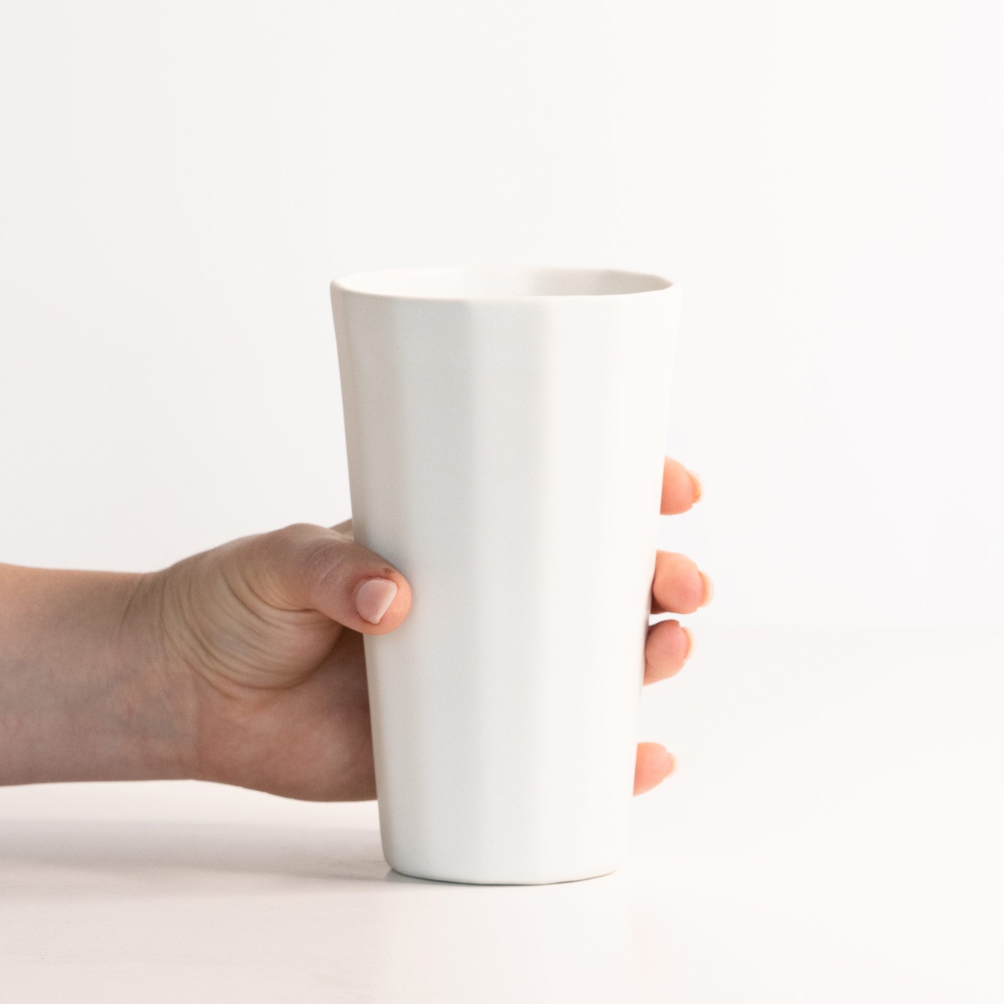 Handmade Porcelain Pint Cup Silk White Ember Collective