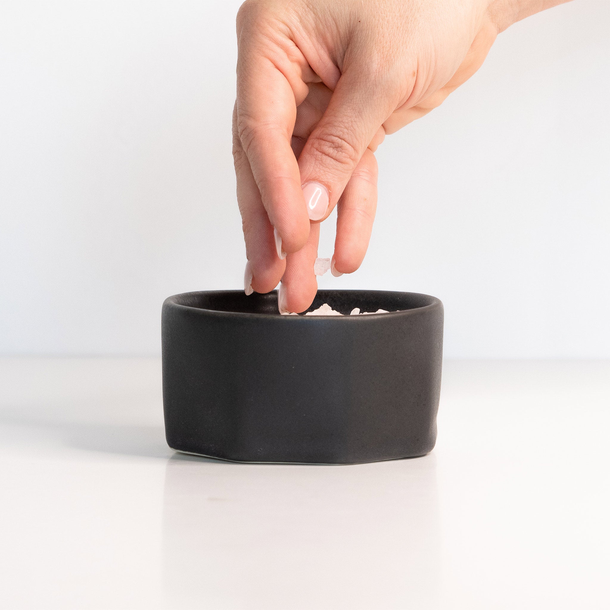 Porcelain Salt Cellar Mica Black Ember Collective