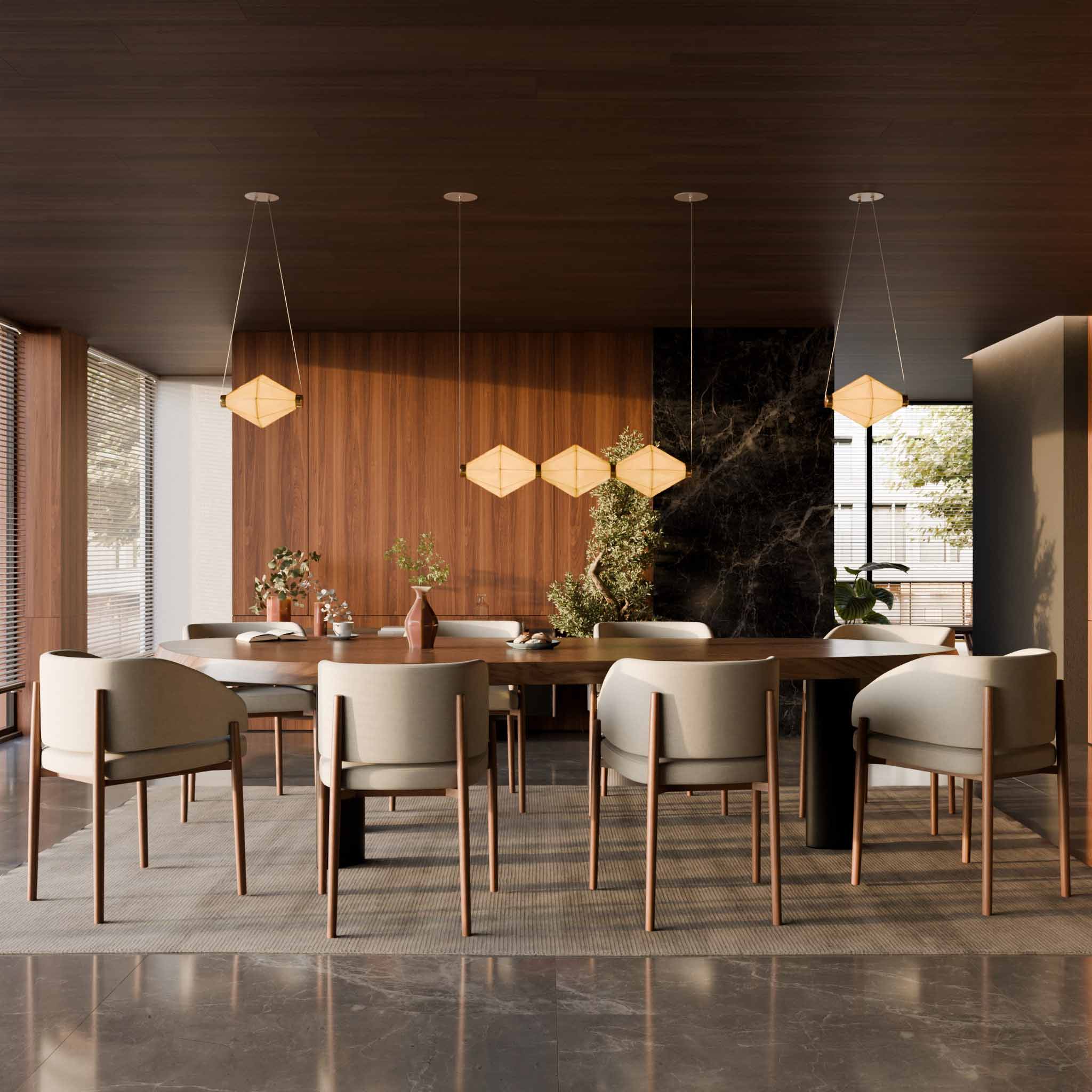 Abacus Porcelain Suspension Light Diamond Ember Collective