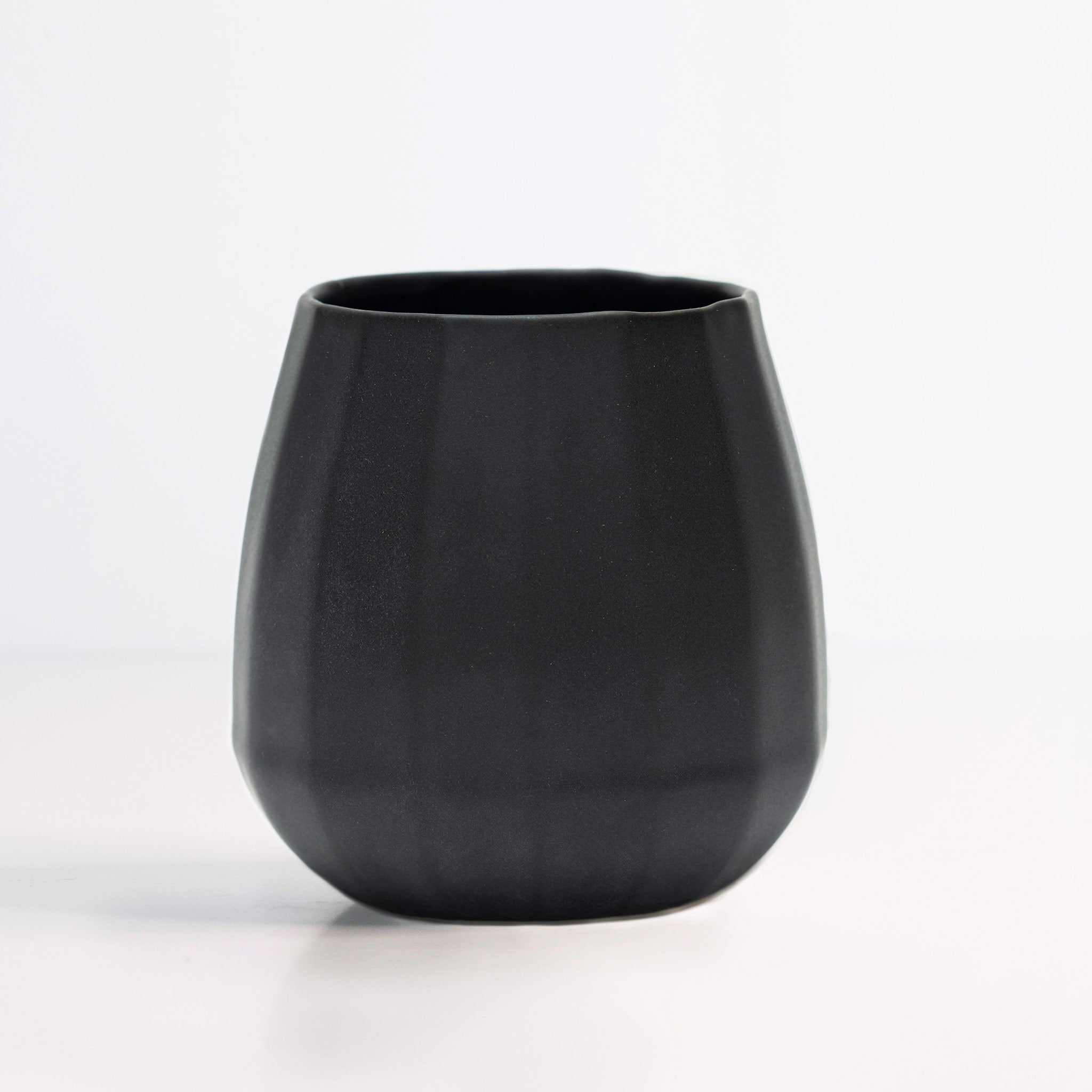 Ceramic Stemless Wine Glass Mica Black Ember Collective