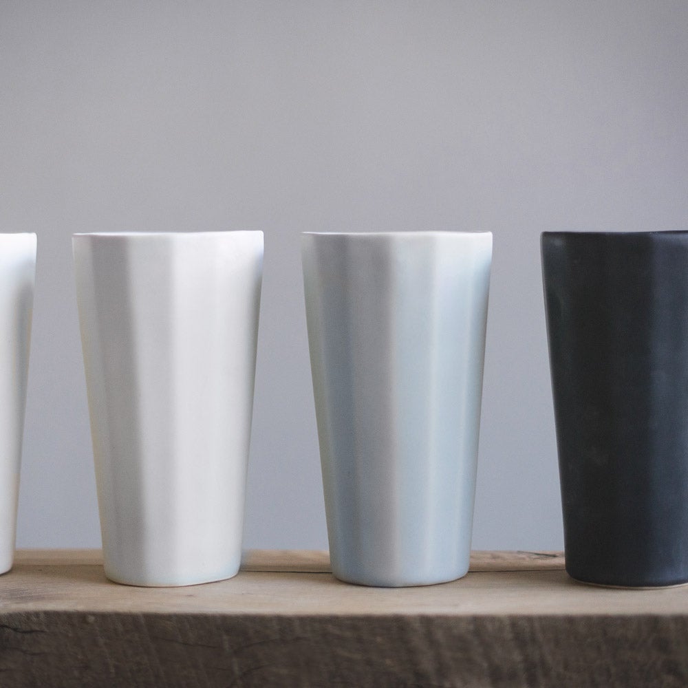 Handmade Porcelain Pint Cup Mica Black Ember Collective