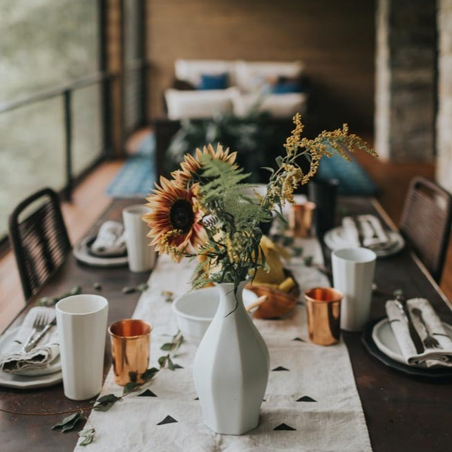 Porcelain Table Flower Vase Night Snow Ember Collective