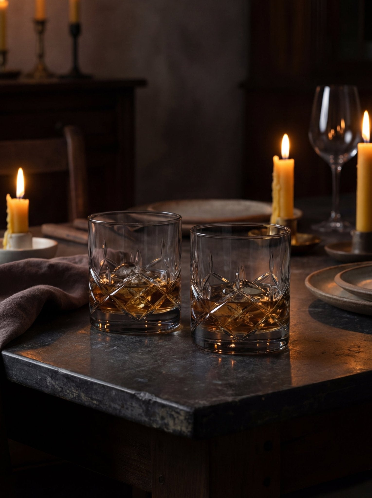 Etched Crystal Rocks Glasses – Smoke (Set of 2) Ember Collective