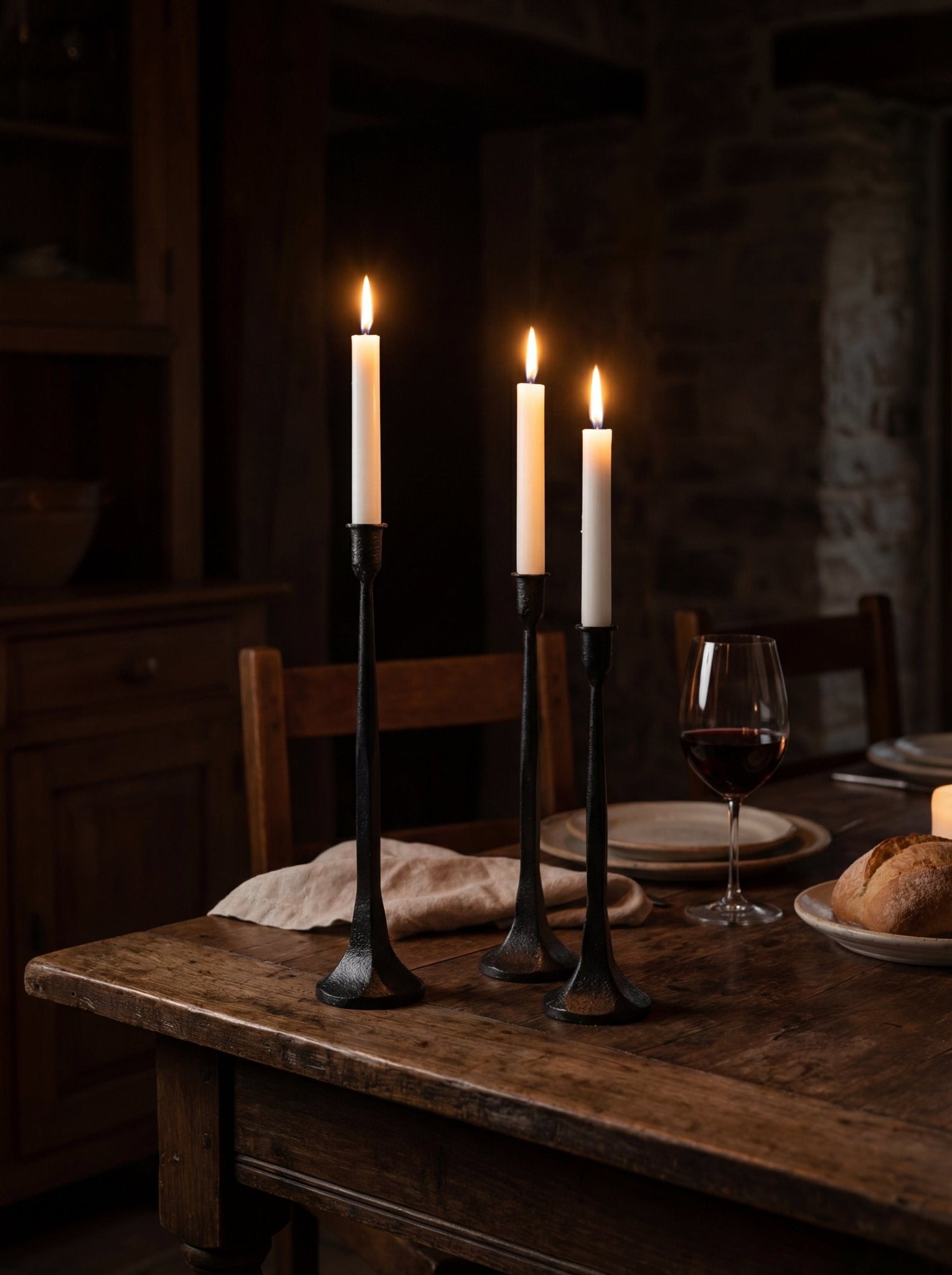 Forged Iron Taper Candle Holders (Set of 3) Ember Collective