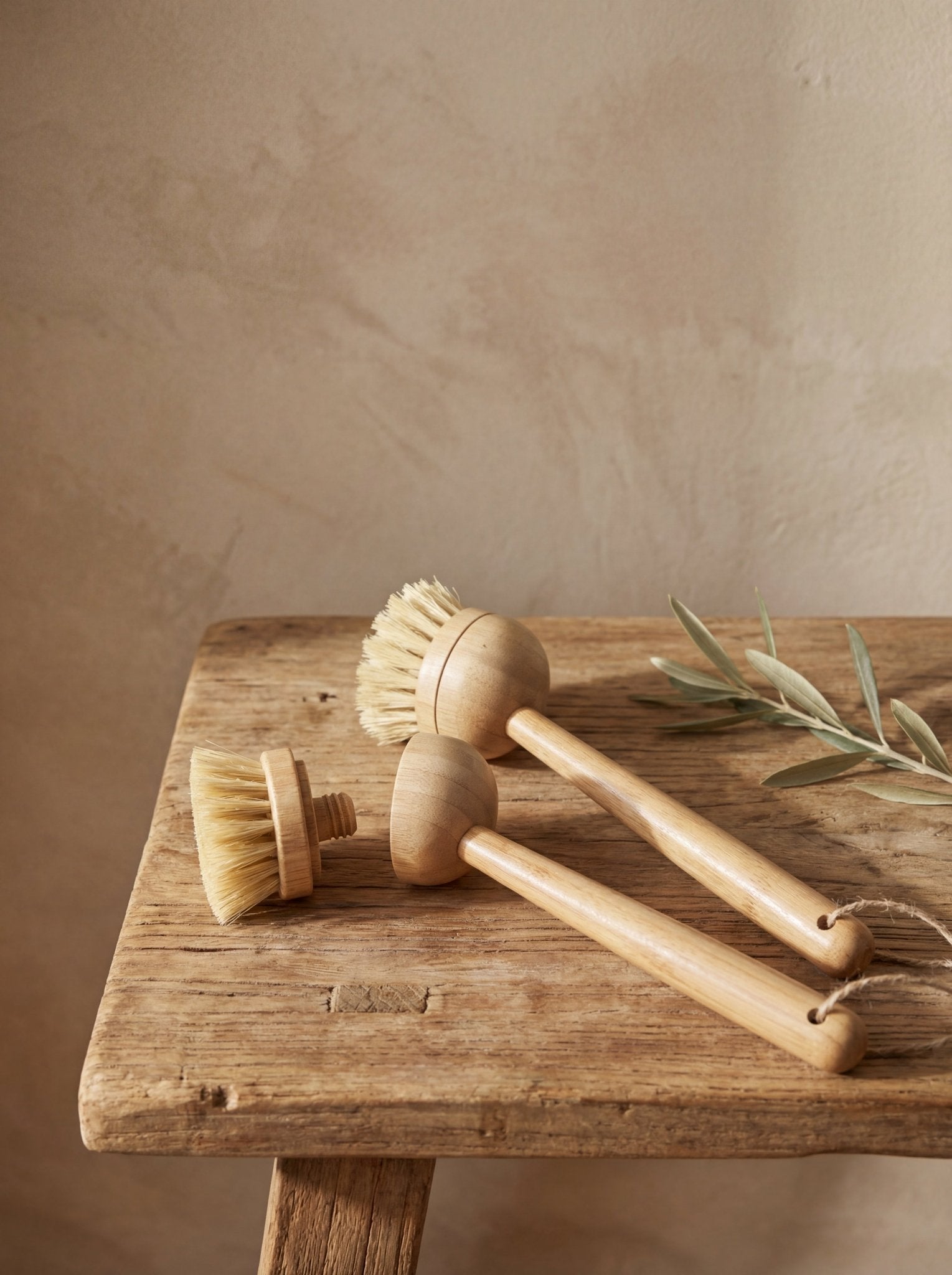 Natural Bamboo Sisal Dish Brush with Replaceable Head Ember Collective