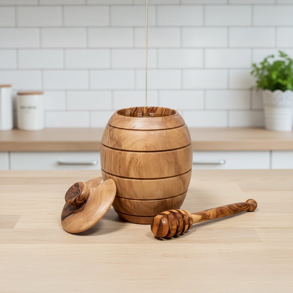 Olive Wood Honey Jar Ember Collective