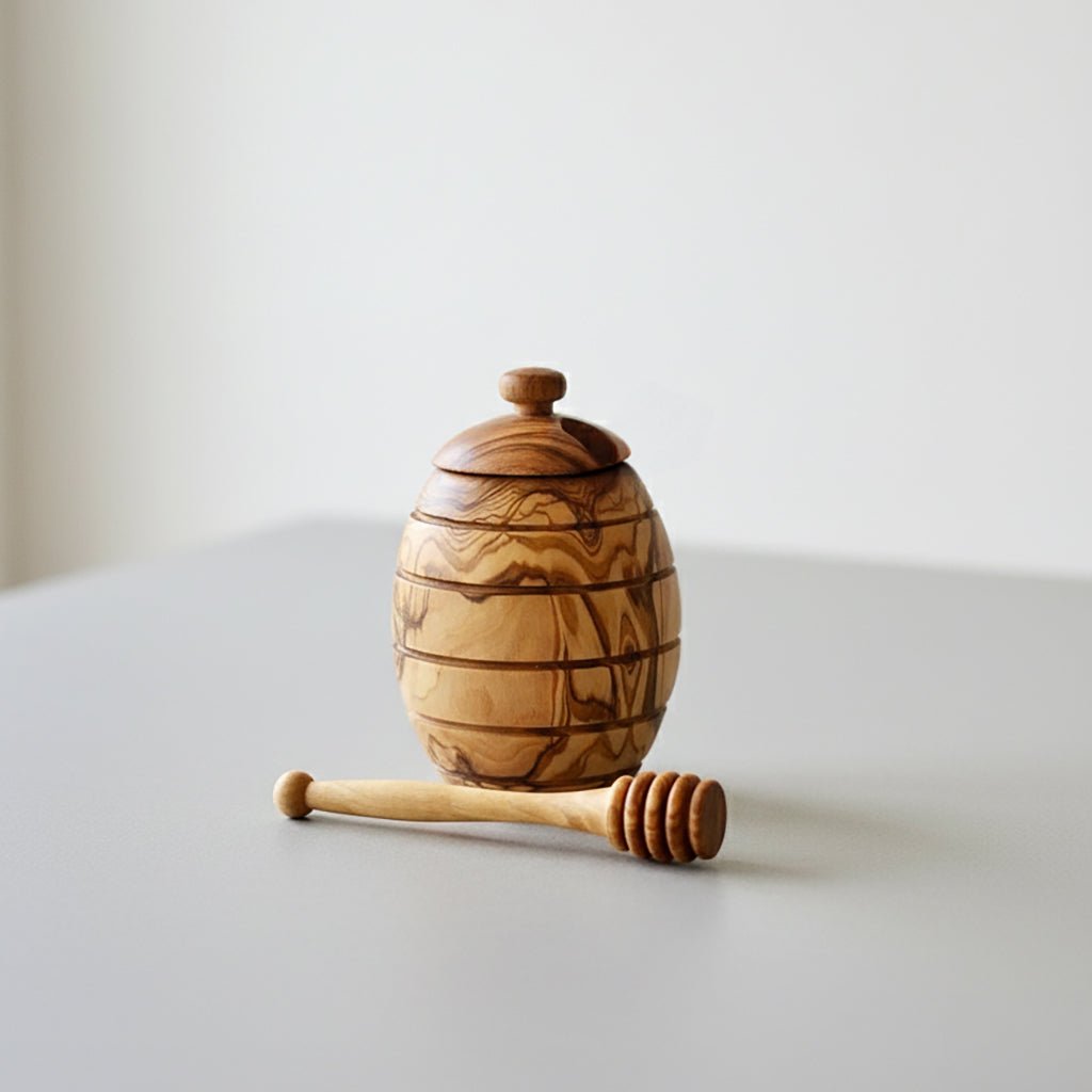 Olive Wood Honey Jar Ember Collective