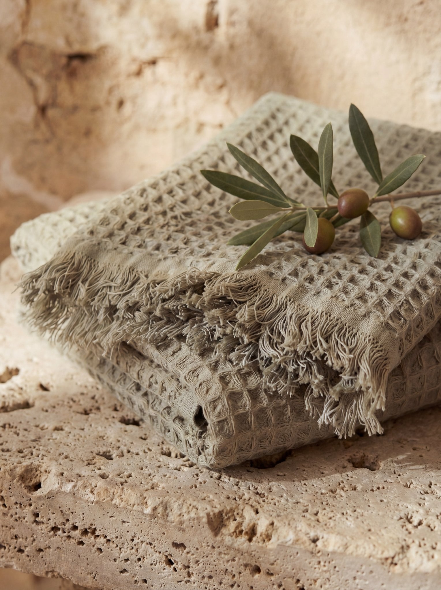 Waffle Soft 100% Cotton Hand Towel Olive Ember Collective