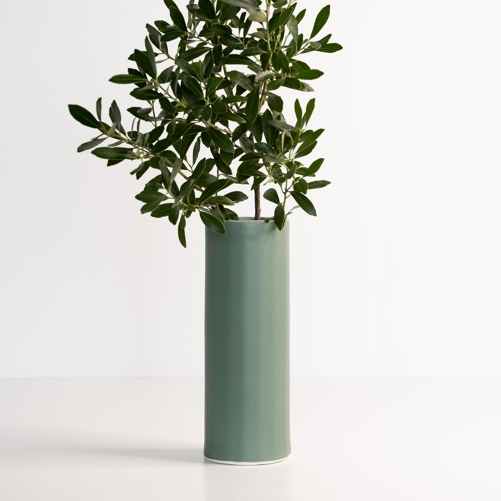 Bloom Vase - Handmade Porcelain Flower Vase Rosemary Green Ember Collective